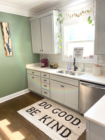 do good be kind kitchen rug