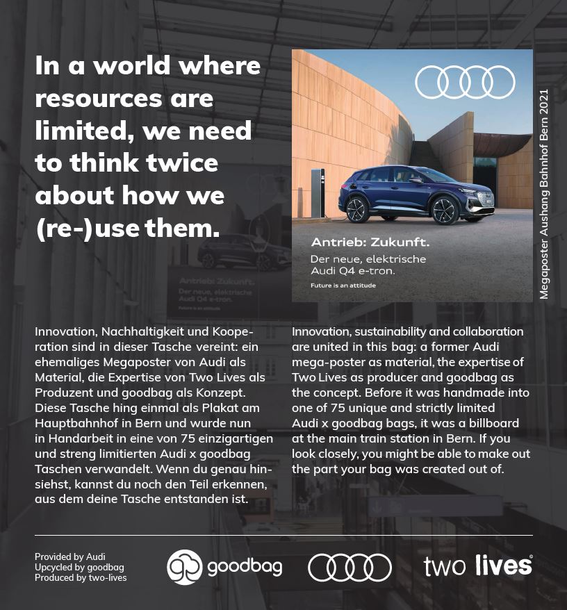 Limited Edition Audi x goodbag: Newlife upcycled Megaposter (light-dark grey) detail 3