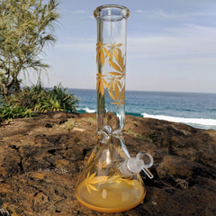 Leaves Beaker Glass Bong (38cm)