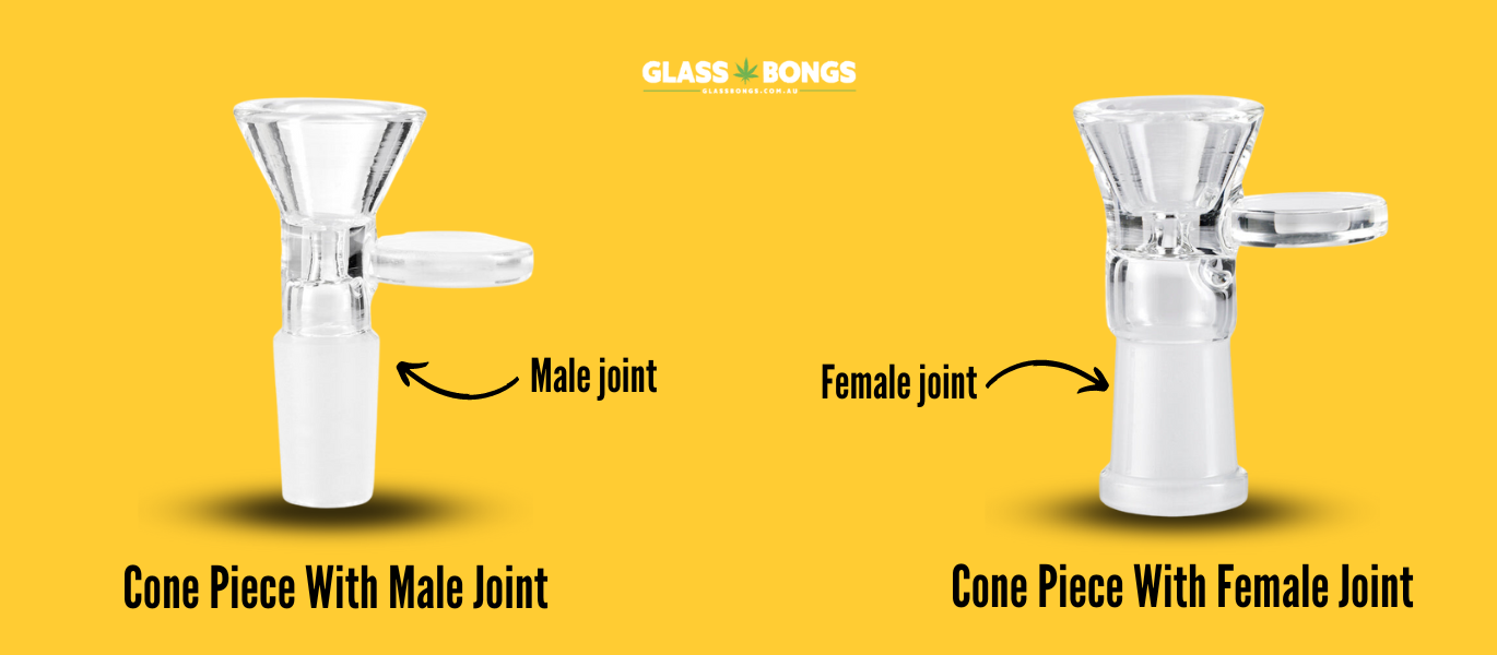 Comparing a cone piece with a male joint to a cone piece with a female joint