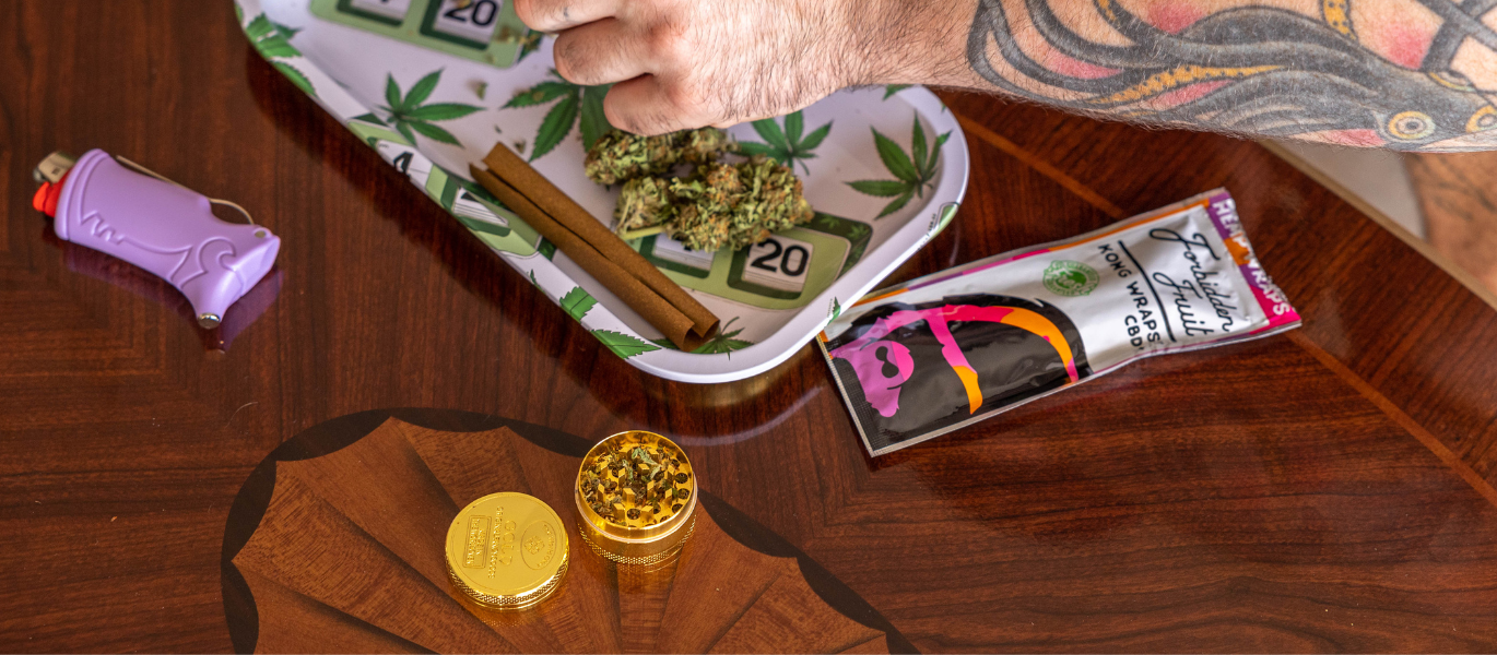 Gold metal weed grinder and accessories