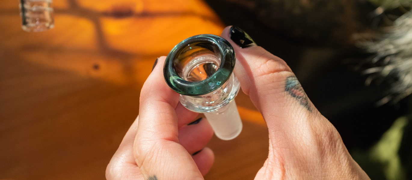 Teal glass cone piece