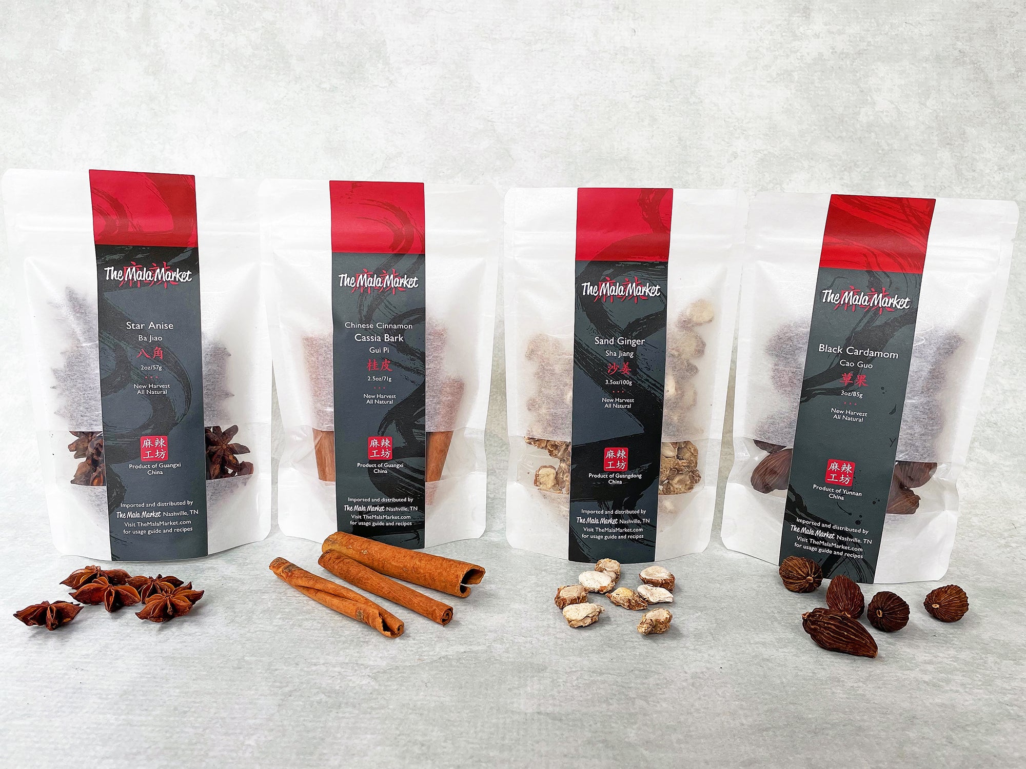 Chinese Spice Collection (Star Anise, Cassia Bark, Sand Ginger, Smoked Cao Guo)