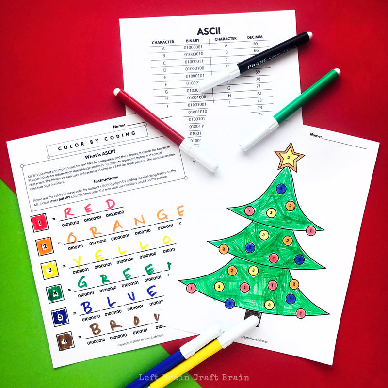 christmas tree colorcoding christmas coloring page