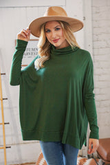 Green Cashmere Feel Turtleneck Sweater