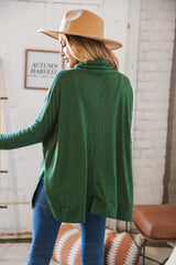 Green Cashmere Feel Turtleneck Sweater