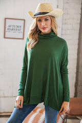 Green Cashmere Feel Turtleneck Sweater