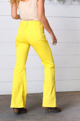 Yellow High Rise Bootcut Colored Denim Jeans