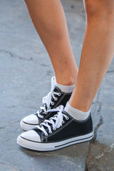 Black Canvas Lace Up Sneakers