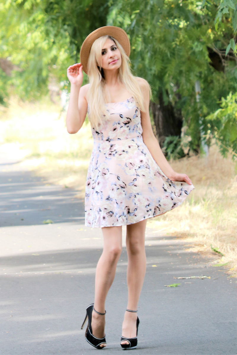 Royal Rose Petal Cami Mini Flutter Dress