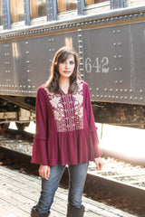 Toast Of The Town Jewel Embroidered Peplum Top