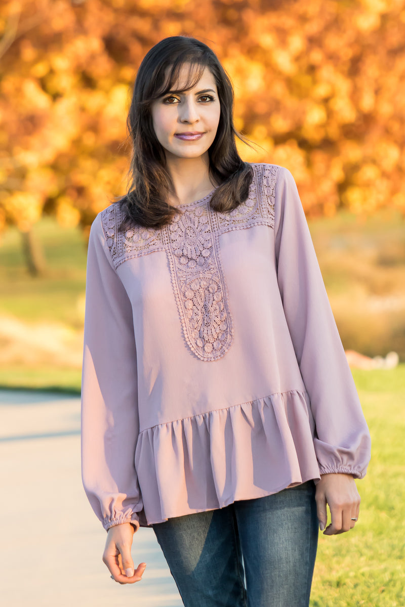 Daydreamer Peplum Top In Persian Rose