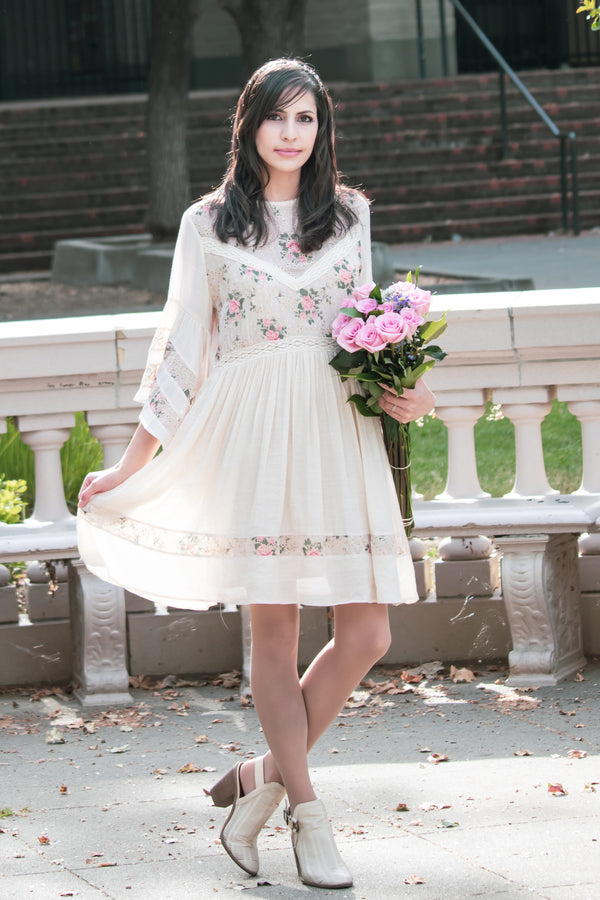 Secret Garden Floral Dress In Ivory