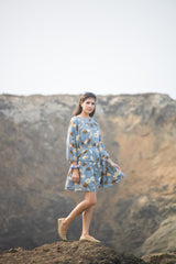 Autumn Harvest Dress In Dusty Blue