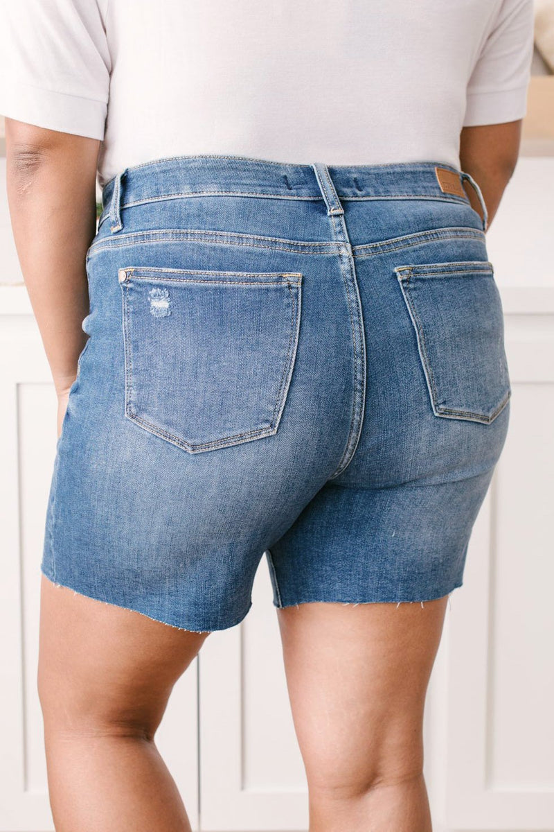 Judy Blue  Straight Edge Dark Wash Jean Shorts