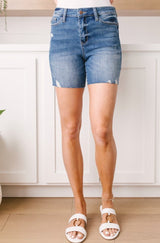 Judy Blue  Straight Edge Dark Wash Jean Shorts