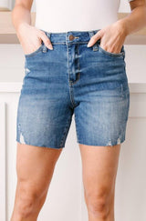 Judy Blue  Straight Edge Dark Wash Jean Shorts