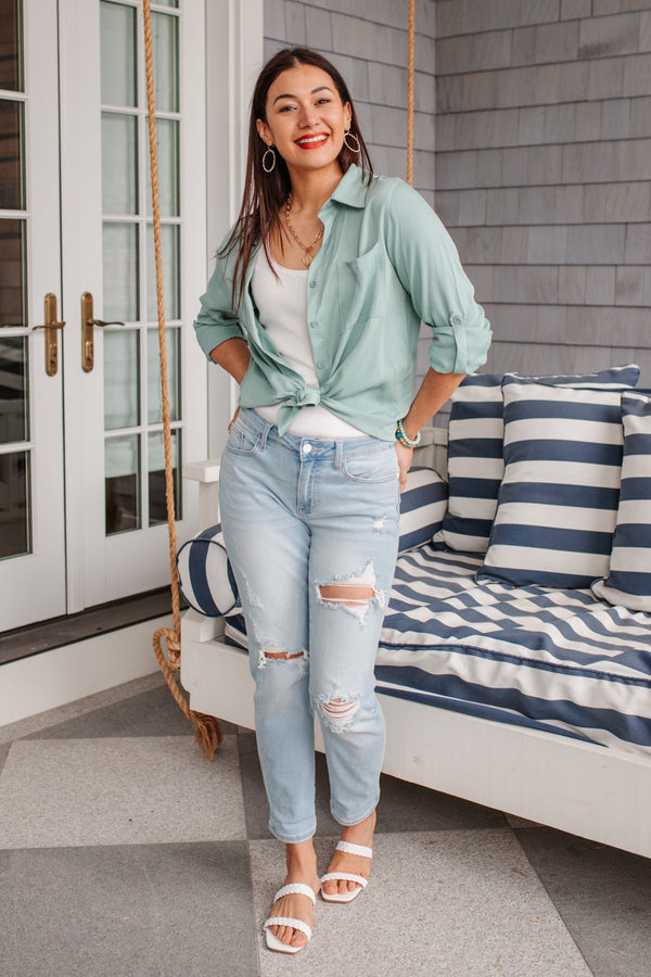 Unwavering Confidence Blouse in Light Blue