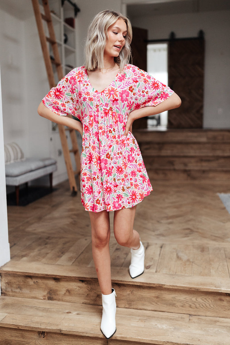 Vintage Daisies Dress In Pink