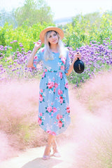 Rose Midi Dress In Powder Blue