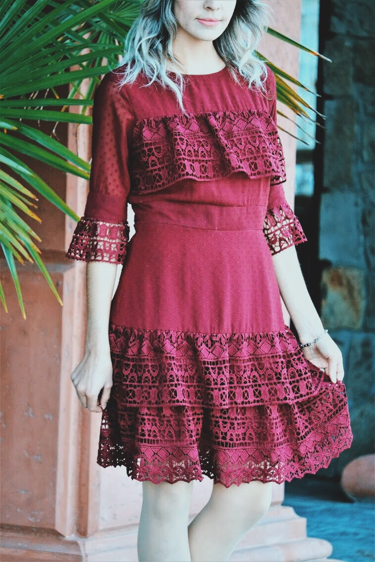 Fancy That Ruffle Dress In Rosewood