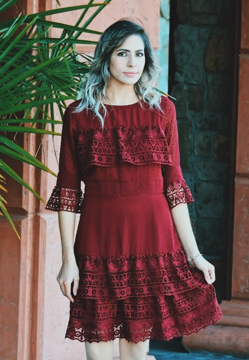 Fancy That Ruffle Dress In Rosewood