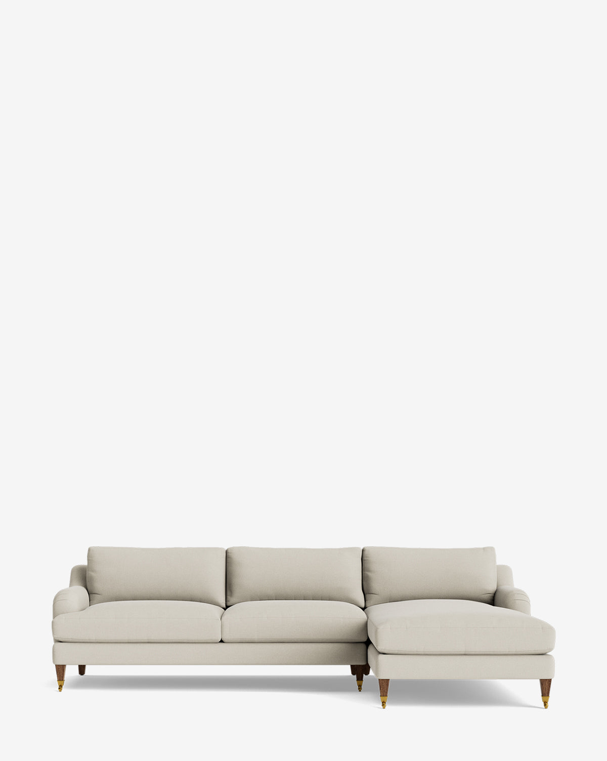 107" Lucille Right Chaise Sectional with Rolled Arms in English Style