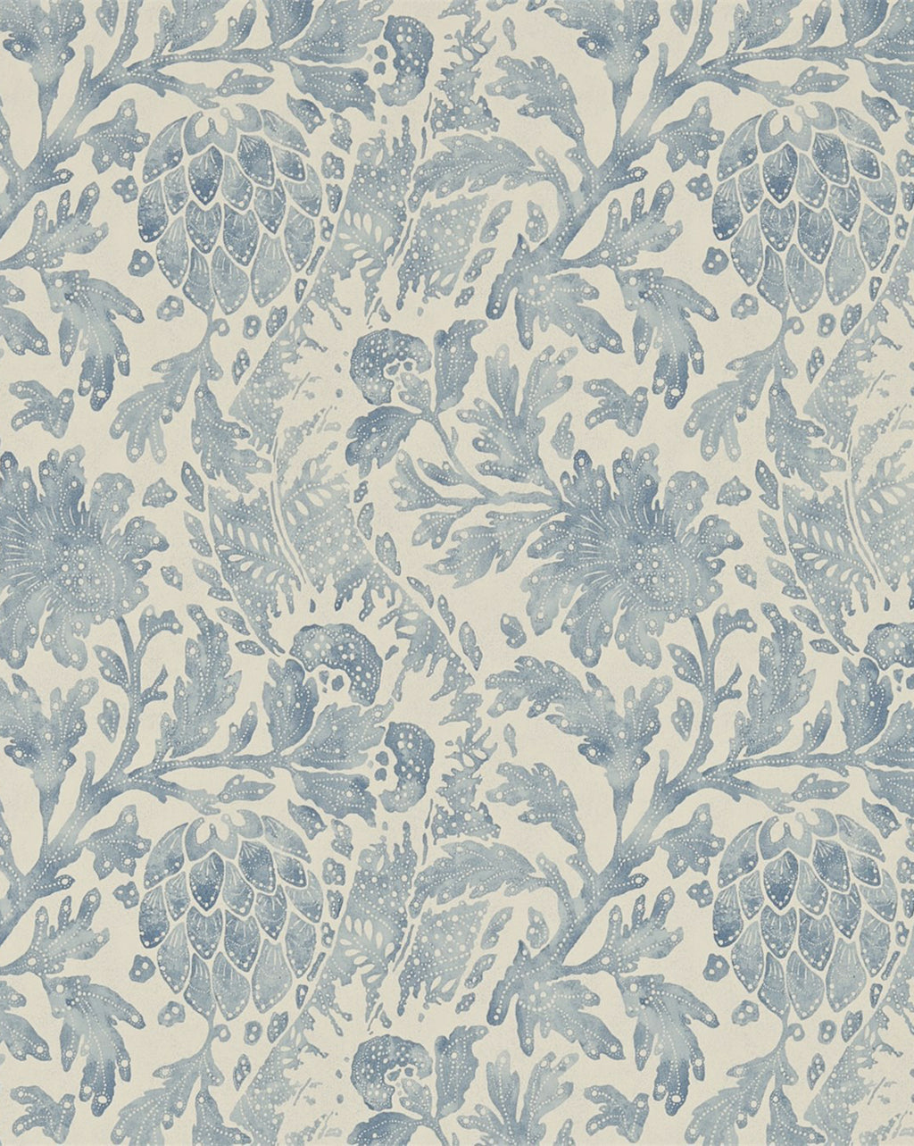 Sketched Meadow Wallpaper in Cornflower Blue on Cream  Lucie Annabel