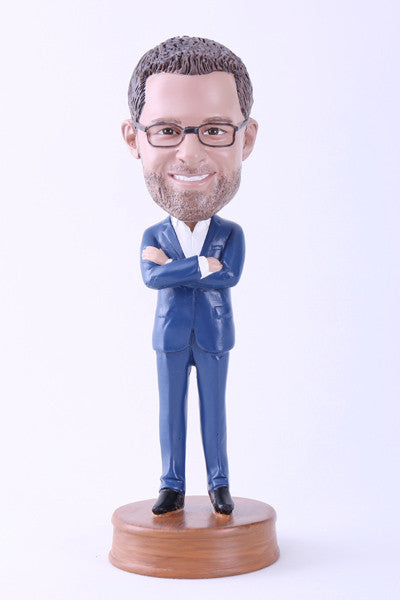 Guy in Slick Blue Suit Bobblehead – Bobble For A Cause