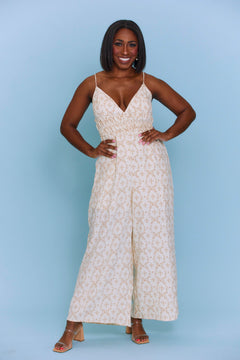 By Your Side Floral Wide Leg Jumpsuit - Cream