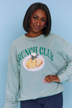 Brunch Club Crewneck Sweatshirt- Turquoise