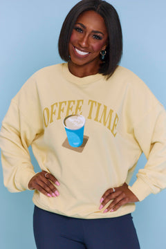 Coffee Time Crewneck Sweatshirt - Dusty Yellow