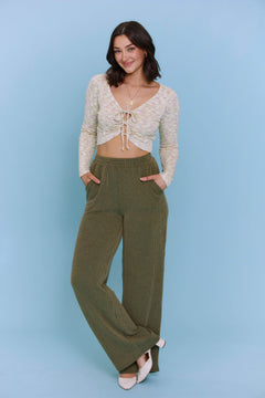 Around The World Knit Lounge Pants - Olive