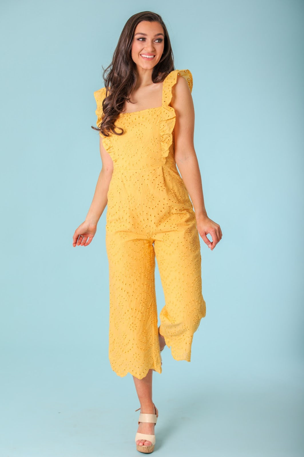 yellow ruffle jumpsuit