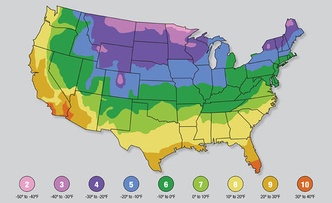 USDA plant hardiness zone map