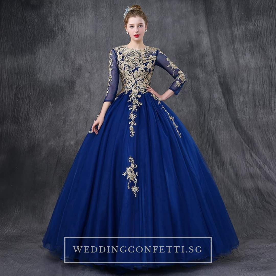 blue red gown