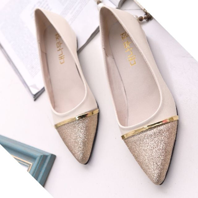 Glitter Gold / Black Wedding Flats 