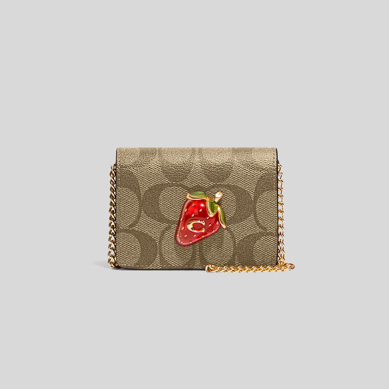 Coach Mini Wallet On A Chain In Signature Canvas With Strawberry CH355 ...