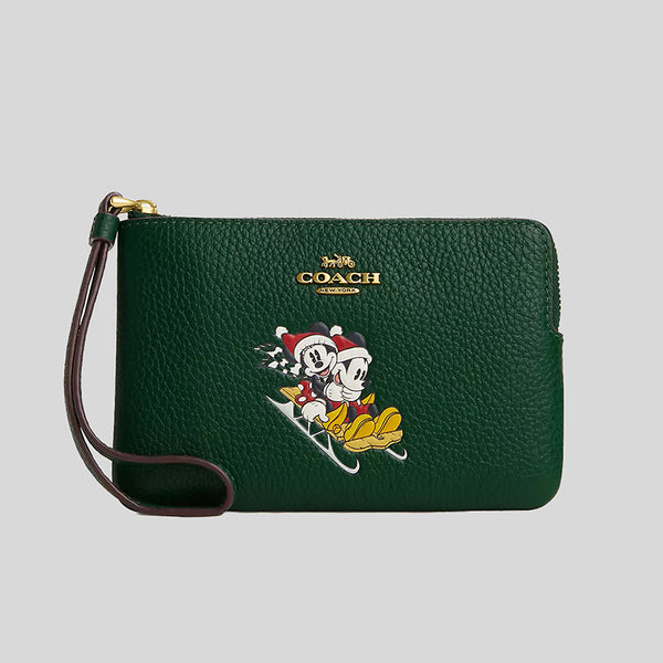 COACH Disney X Coach Corner Zip Wristlet With Wink Mickey Mouse