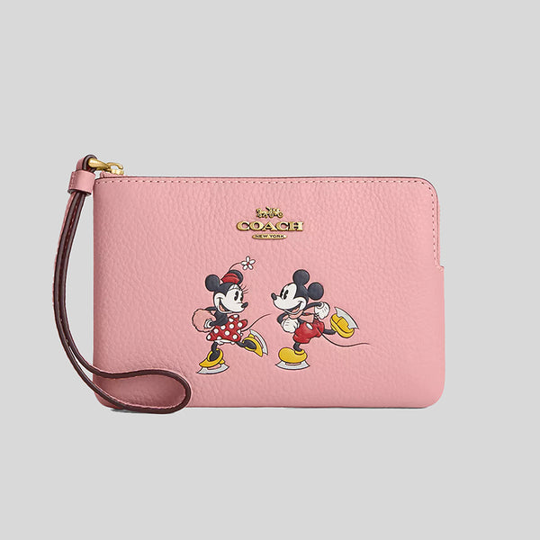 COACH Disney X Coach Corner Zip Wristlet With Wink Mickey Mouse