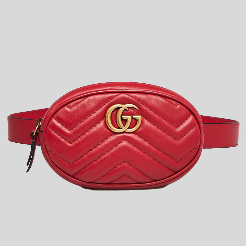 GUCCI Quilted Leather GG Marmont Waist Belt Bag Red 476434 – LussoCitta