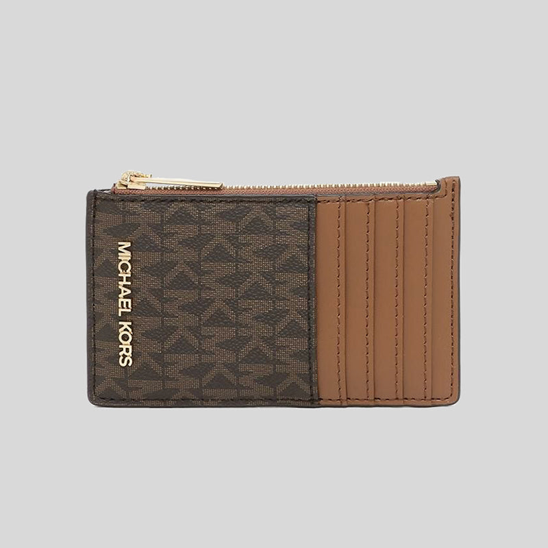 Michael Kors Jet Set Travel Logo Print Canvas MD Top Zip Card Case Bro –  LussoCitta