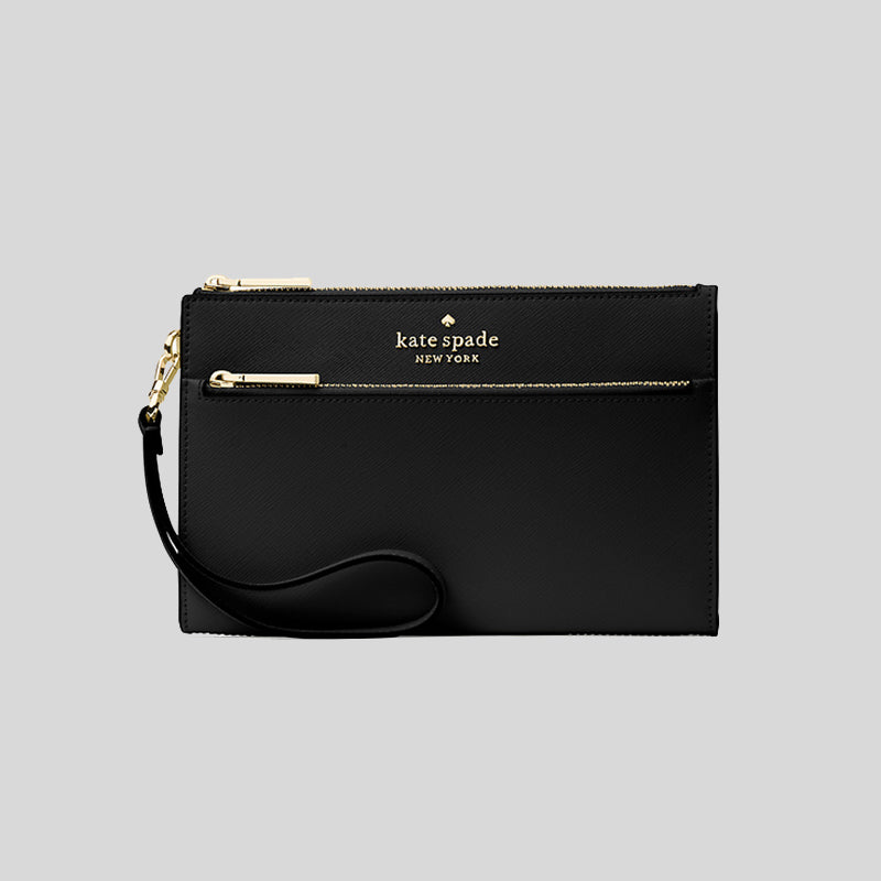 Kate Spade Staci Saffiano Leather Medium Wristlet Black K6138 – LussoCitta