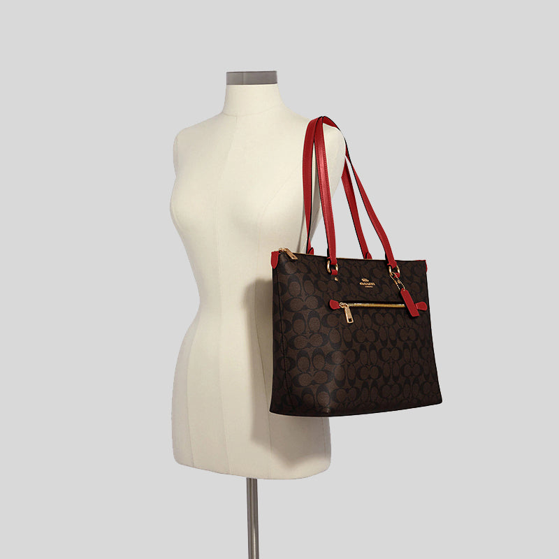 COACH Gallery Tote In Signature Canvas Brown 1941 Red 79609 – LussoCitta