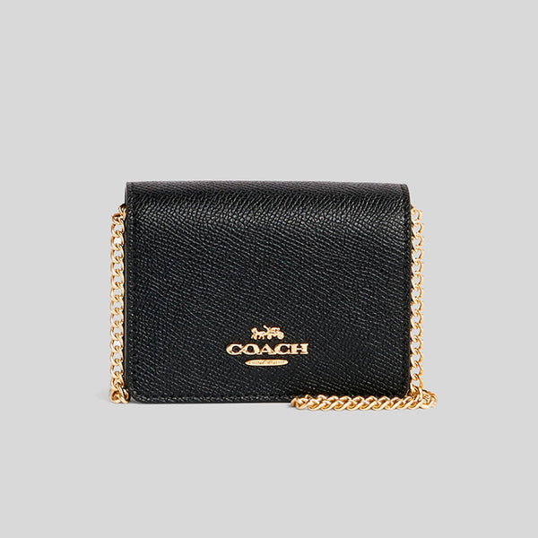 Coach Boxed Mini Wallet On A Chain In Blocked Signature Canvas