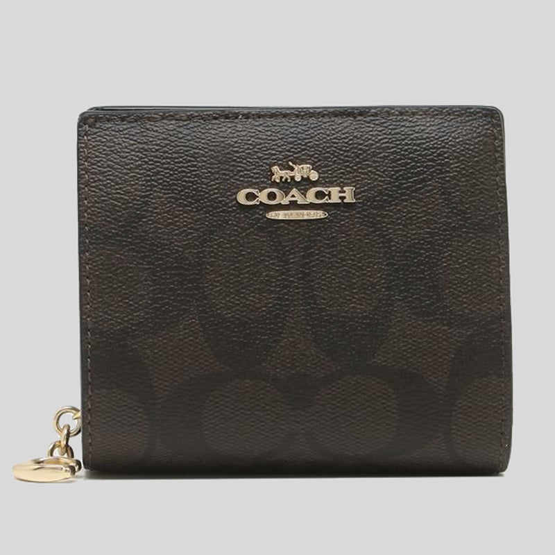 Coach Snap Wallet In Signature Canvas C3309 Brown Black – LussoCitta
