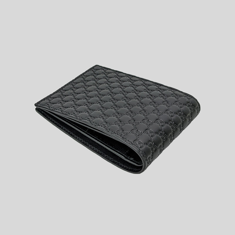 GUCCI Men's Black Microguccissima GG Logo Leather Wide Bifold Wallet 2 ...