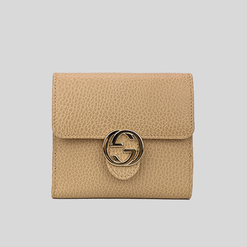 Gucci Interlock GG Bifold Leather Wallet Beige 615525 – LussoCitta