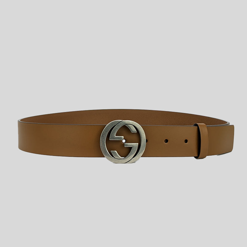 GUCCI Men's Leather belt with interlocking G Brown 546389 – LussoCitta