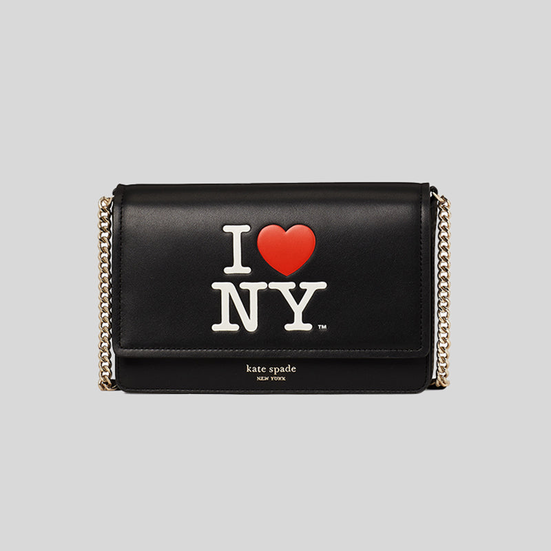 Kate Spade I LOVE NY X KATE SPADE NEW YORK Flap Chain Wallet Black K52 –  LussoCitta